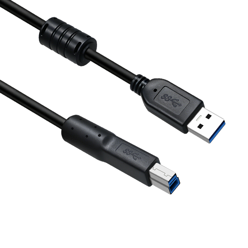USB 3.0 Type-A Male to Type-B Printer Cable (with Ferrite Core)
