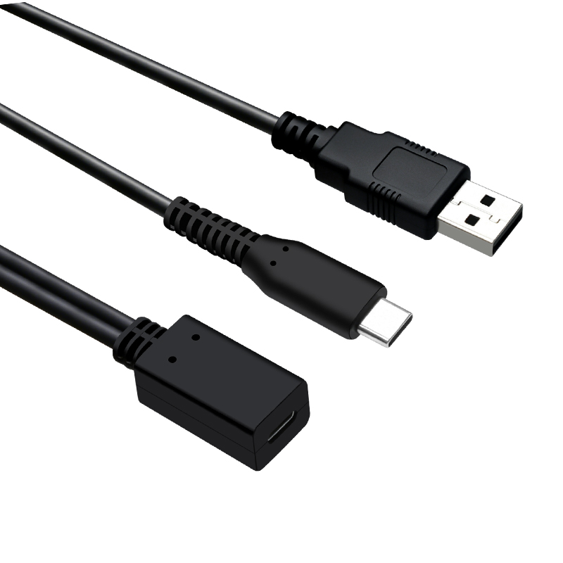 USB-A Male to Dual USB-C Female Splitter Cable
